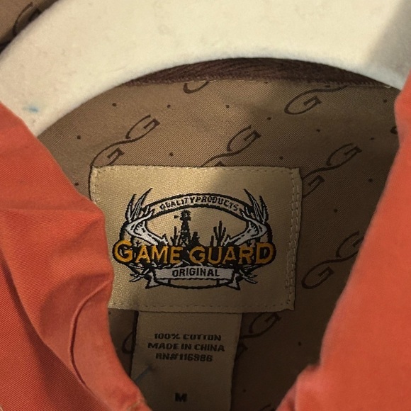 GameGuard Shooting Shirt Men’s Size Medium Orange Button Up Outdoor Hunting Gear - Picture 2 of 6
